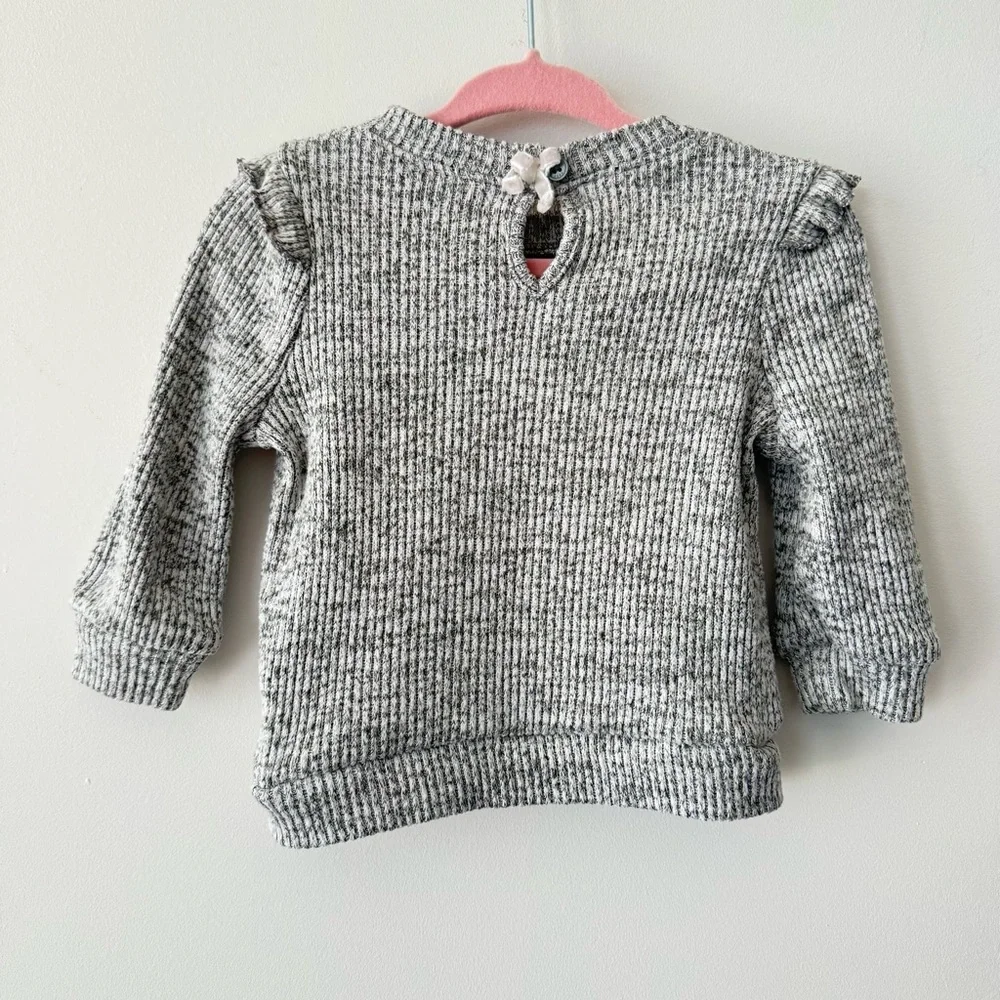 Gray Ribbed Heather Grey Knit Baby Outfit - Picture 3 of 7